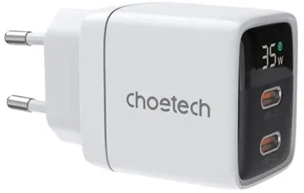 Choetech PD6051 35W Gan Wall Charger 2x USB C PD with Display