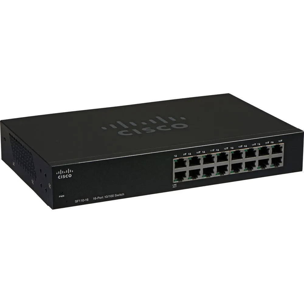 Cisco SF110-16 Port 10/100 Desktop Unmanaged Switch (SF110-16-EU)