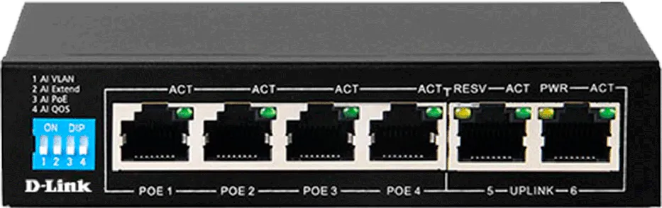 D-Link DES-F1006P-E 6-Port Unmanaged PoE Switch