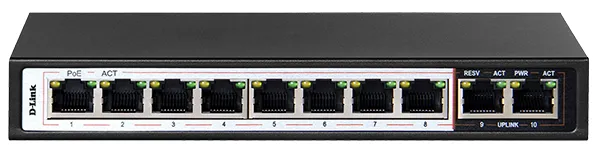 D-Link DES-F1010P-E 10-Port PoE Switch with 8 Long Reach 250m PoE Ports and 2 Uplink Ports