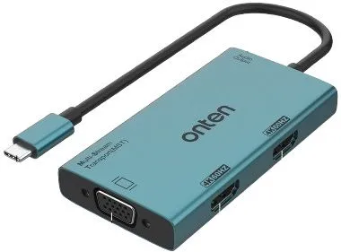 Onten 4-in-1 Type-C to Dual HD+VGA+3.5mm Video Converter 4K/60Hz OTN-M206