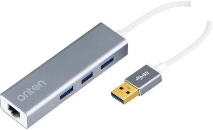 Onten 5220 USB-A to 3x 3.0 USB-A, RJ45 LAN Port Hub