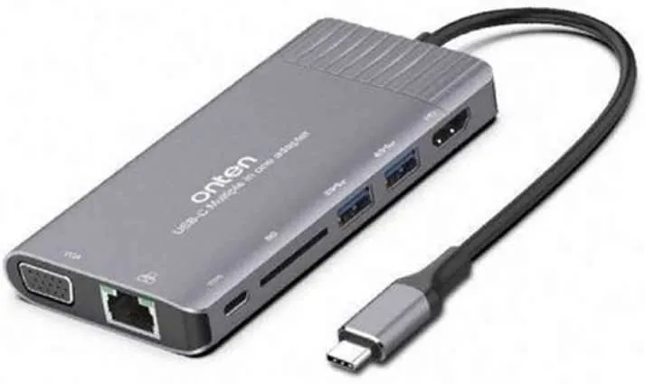 Onten 95117 8in1 Type-C Multi Function Dock Station–Ethernet, VGA, SD Card, USB 3.0 Ports & 4K 30Hz