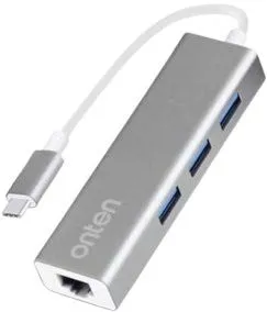 ONTEN OTN-U9593 USB-C to 3-Port HUB USB3.0 with Ggigabit LAN Ethernet Adapter