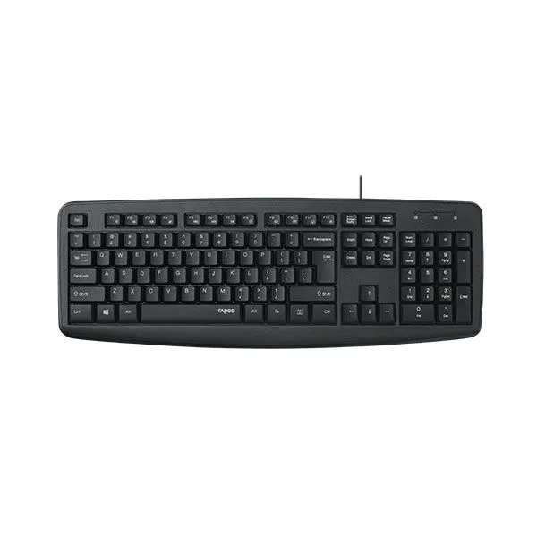 RAPOO NK2600 Spill-Resistant Black Wired USB Keyboard