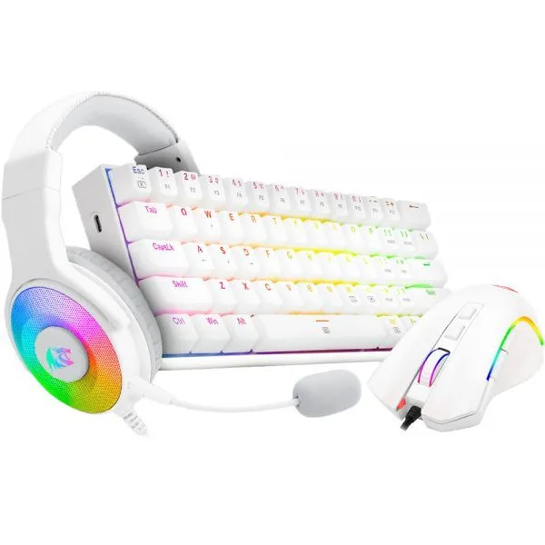 Redragon S129W 3-In-1 Keyboard Mouse and Headsets Wired Combo White