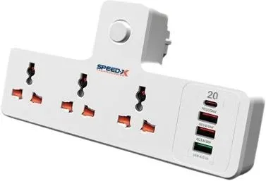 Speed-X New 304PUC Premium Portable Power Strip 3socket+3usb+1TYPE-C Port