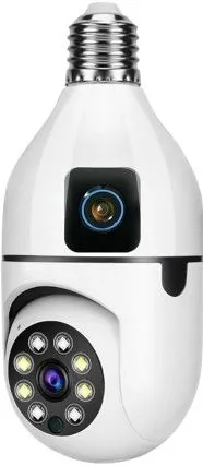 Speed-X SP-E28-2 Dual Lens Bulb Camera 1080p Wifi Panoramic Night Vision Motion Detection with V380