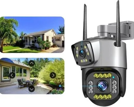 Speed-x (spz-702) 2 Camera Lens Wifi Outdoor 4mp Color Night Vision With V380 Pro App