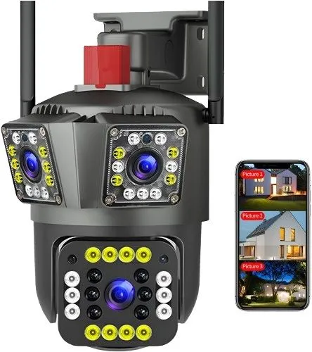 Speed-X (spz-803) 3 Camera Lens Wifi Outdoor 6mp Color Night Vision With V380 Pro App