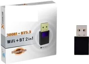 Speedx Alfa W107 (2-in-1) Wifi + Bluetooth 5.3 Usb Adapter 300mbps Plug & Play