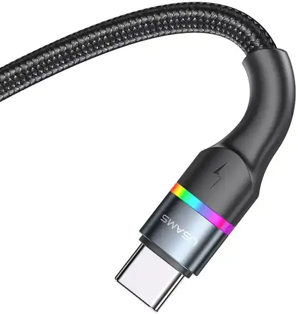 USAMS SJ537 100W PD  Type c With Colorful Light 1.2m Fast Charging Data Cable
