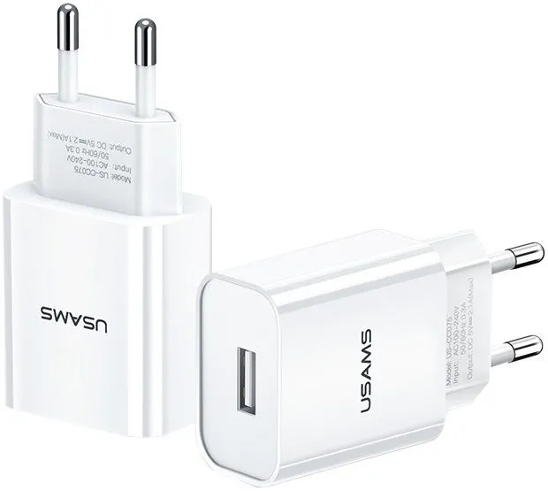 USAMS US-CC075 T18 2.1A Single USB Travel Charger