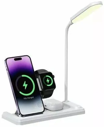 usams US-CD195 15W 4in1 Wireless Charging Holder With Table Lamp